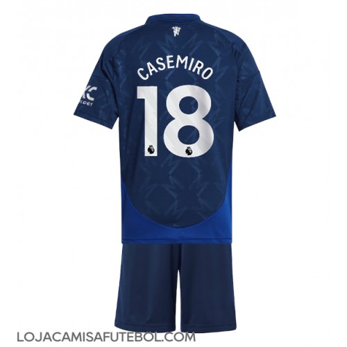 Camisa de Futebol Manchester United Casemiro #18 Equipamento Secundário Infantil 2024-25 Manga Curta (+ Calças curtas)